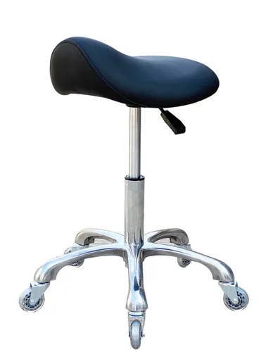 Miniatura 9 de Taburete Profesional de Silla de Montar con Ruedas Ergonómico Giratorio de Altura Ajustable para Clínica Dentista Salón de Belleza Tatuaje Oficina