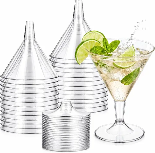 Miniatura 9 de Juego de 6 vasos de Martini Liacere, vasos de cóctel de Martini de plástico azul de 11oz con tallo, vasos de cóctel reutilizables para bar