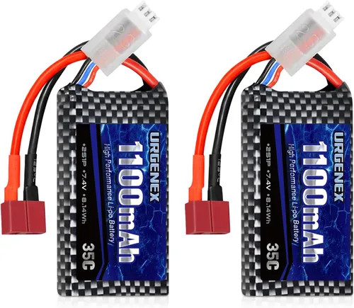 Lipo Batería 7.4V 1100mAh 35C (Burst 70C) Dean-Style T Plug 2S Batería recargable RC para HAIBOXING BEZGAR Truck HBX 16889 16890A 18690SA 3100A
