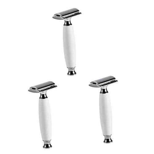 Beaupretty 3 unids clásico vintage doble cara hombres de afeitar forma titular manual maquinilla de afeitar para hombre afeitado