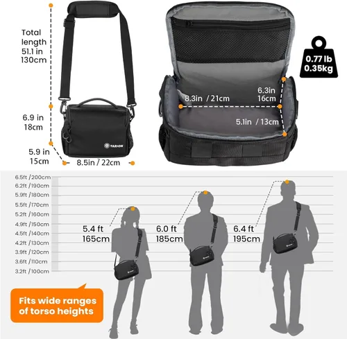 Miniatura 5 de TARION TSB-S - Bolsa de mensajero compacta para cámara – Funda cruzada DSLR pequeña de 4L con correas de trípode, impermeable para fotografía