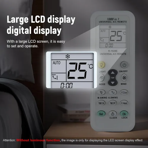 Miniatura 3 de K-1028E Nuevo control remoto universal de CA 1000 en 1 para múltiples marcas Haier, Hitachi, Panasonic, LG, Sharp, Gree, Midea, Bosch, Toshiba