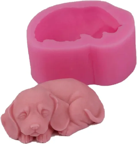 Moldes de vela de silicona para perros 3D, molde de jabón lindo para cachorros, pastel de chocolate, fondant, molde para hornear