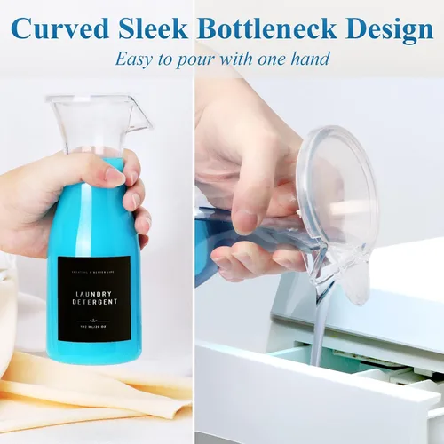 Miniatura 3 de Botella Dispensadora de Detergente para Ropa de 20 oz con Etiqueta Impermeable para Detergente de Ropa, Jabón, Suavizante de Telas, Blanqueador