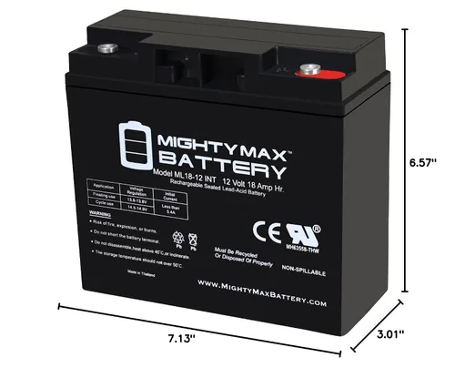Miniatura 8 de Mighty Max Battery Batería de rosca interna SLA de 12V 18AH para Schumacher PSJ-4424