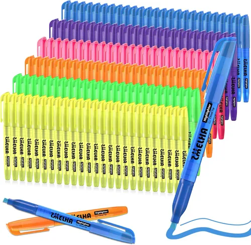 SMELHA Resaltadores - Paquete de 150 colores surtidos, 6 colores, punta de cincel, secado rápido, adecuado para oficinas, escuelas, hogar