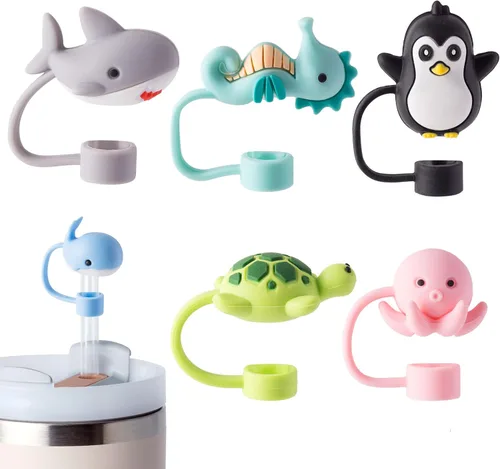 Miniatura 13 de 6 piezas de tapas de popote mágicas de silicona para taza Stanley de 30 y 40 oz, tapas reutilizables para popotes para accesorios de taza Stanley