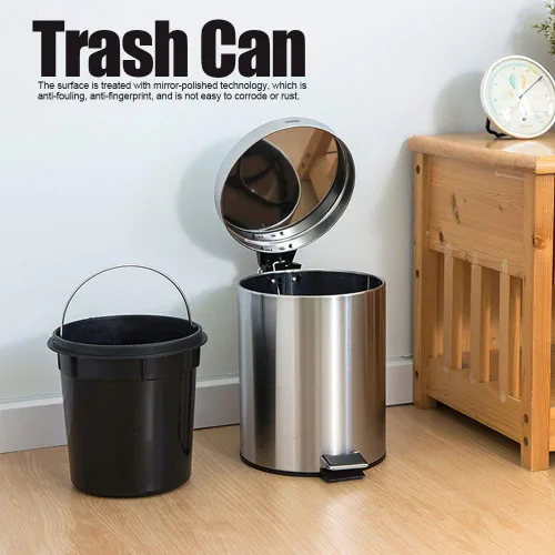 Miniatura 6 de Pomya Bote de basura de acero inoxidable de 3 litros con pedal escalonado para el hogar, contenedor de basura para inodoro, baño, cocina, sala