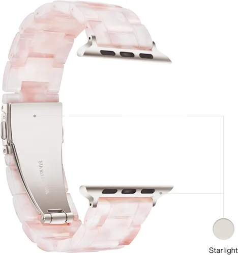 Miniatura 4 de LS - Correa de resina para iWatch compatible con Apple Watch Ultra 2/1 de 1.732 pulgadas, Starlight Series 9, Series 8, Series 7, Series SE, Series