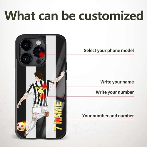 Miniatura 5 de Fundas personalizadas con nombre y número del equipo de fútbol para iPhone 11, 12, 13, 14, 15, 16, 17 Pro Max Plus Mini X 8 SE para Samsung Galaxy