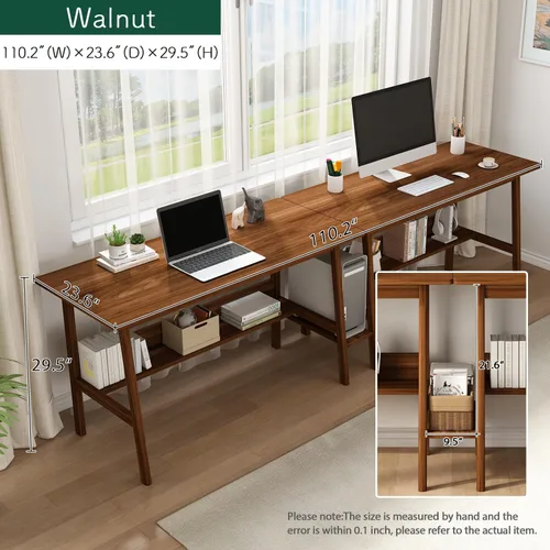 Miniatura 6 de NELYE Escritorio para 2 personas con estantería, mesa de trabajo de madera extra larga de 79 pulgadas, estación de trabajo para computadora