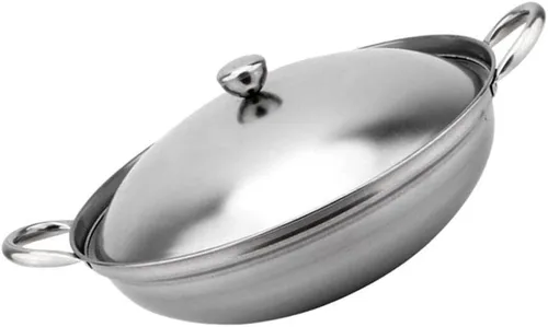 Miniatura 8 de 1 juego de cubierta estufa de alcohol olla de mariscos olla de acero inoxidable para saltear olla coreana olla de paella olla para freír sartenes