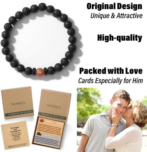 Miniatura 8 de Regalos navideños para adolescentes, hombres, fuerza/confianza, pulseras de piedras preciosas hechas a mano con tarjeta significativa