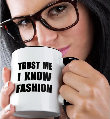 Miniatura 2 de 3dRose Trust Me I Know Fashion - Fun Fashionista And Designer Humor - Taza divertida, 11 onzas, color negro