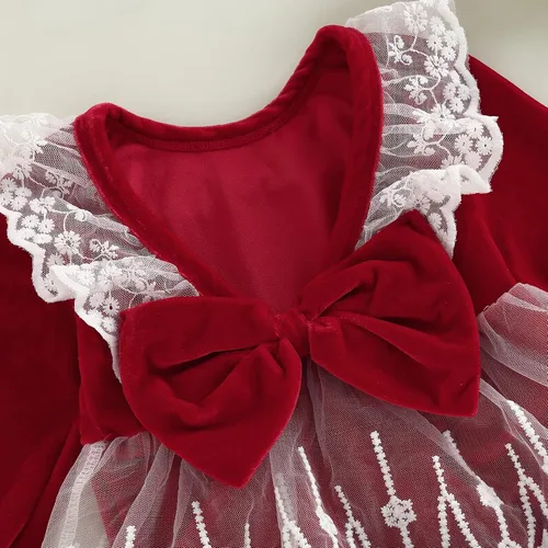 Miniatura 19 de Mameluco de Navidad para niñas recién nacidas, falda de malla de terciopelo rojo, traje de primera Navidad, regalo de Navidad