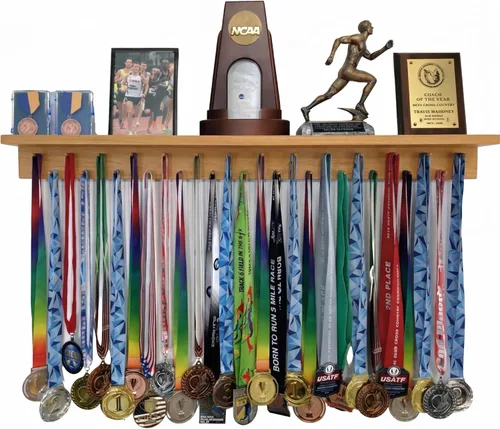 Miniatura 10 de Estante para premios de medallas de 3 pies para exhibición y estante para trofeos – Soporte para trofeos y medallas multideporte para exhibición