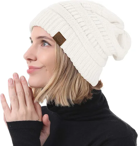 Miniatura 3 de Durio Gorros de invierno para mujer, gorro de punto trenzado, gorro de invierno grueso para mujer