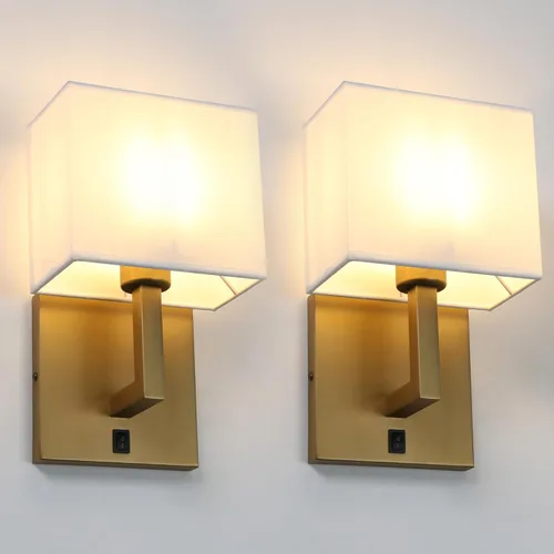 Yosoan Juego de 2 apliques de pared para tocador de interior con interruptor de encendido y apagado, lámpara industrial moderna bohemia vintage con
