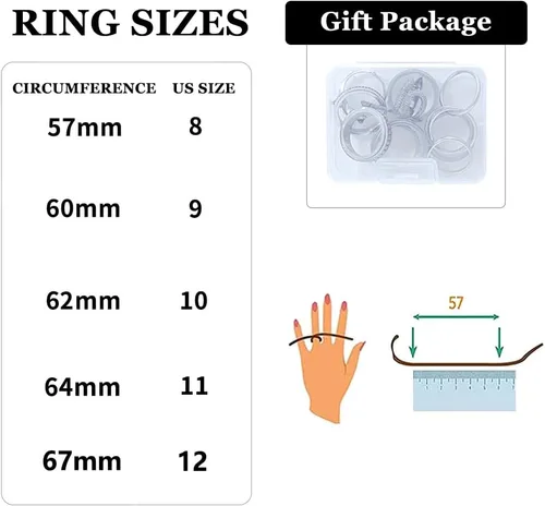 Miniatura 7 de LOWNOUR Anillos antiestrés para la ansiedad, 6 unidades, anillos de acero inoxidable para hombres, anillos giratorios negros para la ansiedad, juego