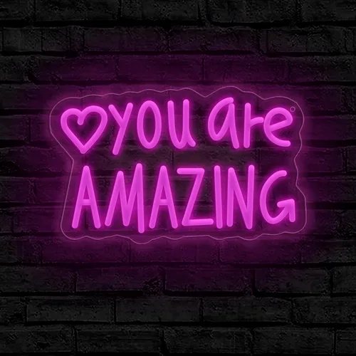Miniatura 9 de Letrero de neón "You Are Amazing" para decoración de pared para dormitorio, aula, bar, pub, club, guardería, colgante, luz LED rosa USB regulable