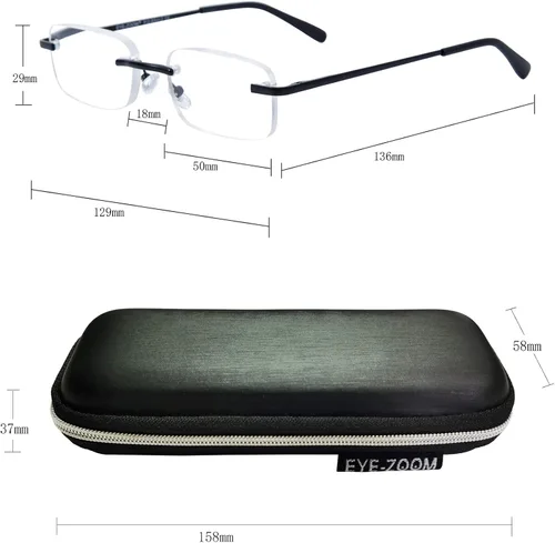 Miniatura 4 de Paquete de 2 lentes de lectura unisex con marco de metal sin montura con estuche para hombres y mujeres