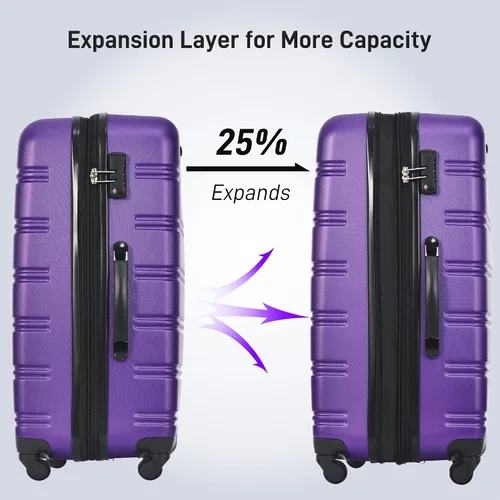 Miniatura 136 de Merax Juegos de equipaje de mano en maleta aprobada por aerolíneas, estuche rígido con ruedas giratorias expandibles, Negro