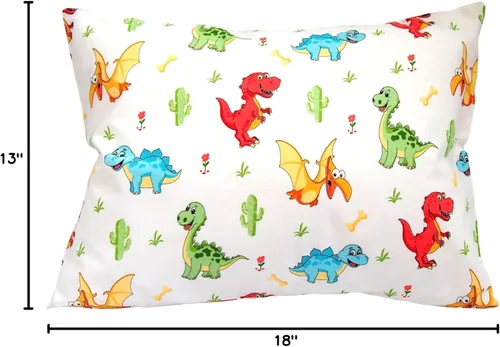 Miniatura 7 de Funda de almohada de dinosaurio de 13 x 18 pulgadas, funda de almohada de viaje de algodón, fundas de almohada de dinosaurio suaves para niños