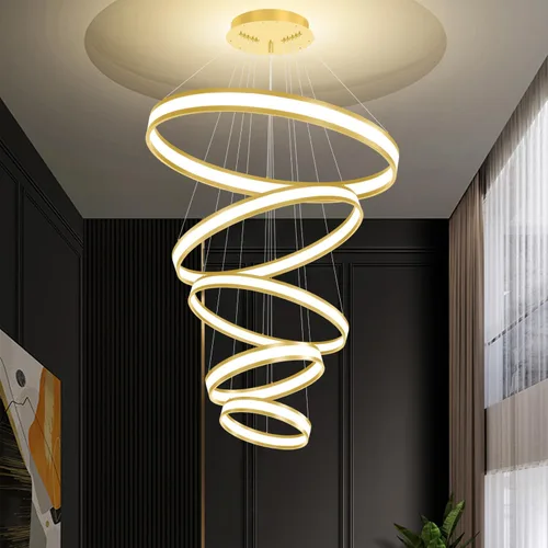Miniatura 7 de Moderno candelabro de anillo acrílico regulable con LED, lámpara de anillo ajustable para comedor, sala de estar, dormitorio, cocina