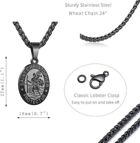 Miniatura 7 de Zocomi Medalla de collar de San Cristóbal y José, Antonio, JudeMiguel para hombres y niños, colgante de San Cristóbal con cadena de 24 pulgadas
