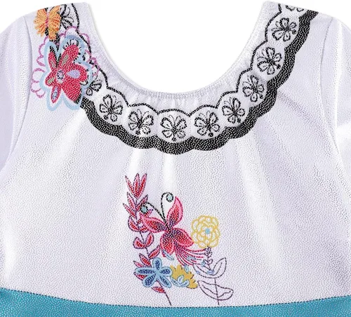 Miniatura 148 de EQSJIU Leotardo de baile de manga larga para niñas, vestido de ballet brillante con copo de nieve, tutú con falda tutú para niñas