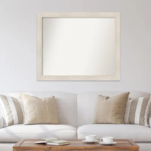 Miniatura 4 de Amanti Art Espejo de baño blanco para sobre el fregadero, 37 x 45 pulgadas, espejo de tocador rectangular de madera dura lavado blanco, marco