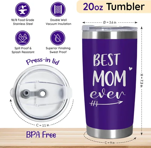 Miniatura 3 de TEEZWONDER Regalos para el día de la madre para mamá de hija e hijo, vaso de café aislado de acero inoxidable de 20 onzas con tapa, regalos de Mamá
