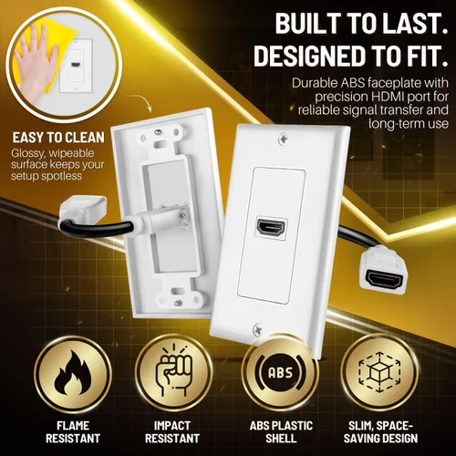 Miniatura 3 de TNP - Placa de pared HDMI – 1 puerto HDMI enchufe panel de montaje decorativo placa frontal con 4K UHD ARC/eARC Ethernet Pass-Thru soporte