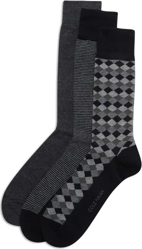 Miniatura 4 de Cole Haan Calcetines de cuello redondo con estampado de vestido para hombre (paquete de 3)