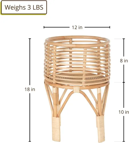 Miniatura 3 de KOUBOO Soporte para plantas de interior de ratán, pequeño, maceta natural marrón