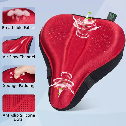 Miniatura 3 de Zacro Bike Seat Cushion - Padded Gel Bike Seat Cover for Men & Women, Padding Bicycle Saddle fit with Peloton/Spin Stationary Exercise/Mountain Road