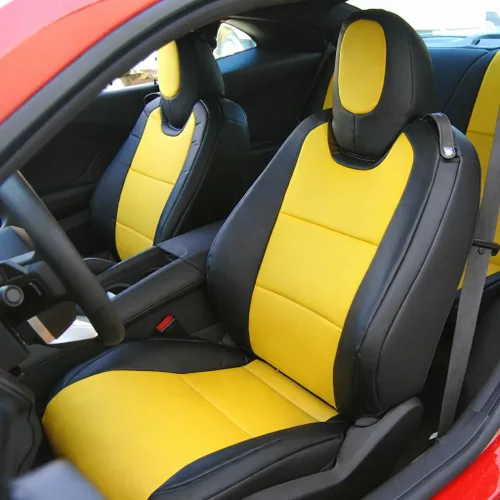 Miniatura 11 de Iggee 2010-2015 Chevy Camaro Fundas para asientos premium de cuero sintético, hechas a medida, con ajuste envolvente 3D, para 2 asientos delanteros