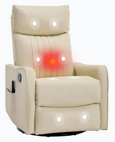 Miniatura 20 de PELUMY Silla Reclinable Mecedora Giratoria 360 para Adultos, Silla Mecedora de Guardería con Calor y Masaje, Silla Reclinable Deslizante para Beige