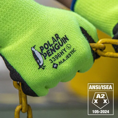 Miniatura 4 de Majestic Guante 3396HY/10 Pingüino Polar 3396HY - Guantes de invierno con forro, color verde y amarillo de alta visibilidad, con palmas recubiertas