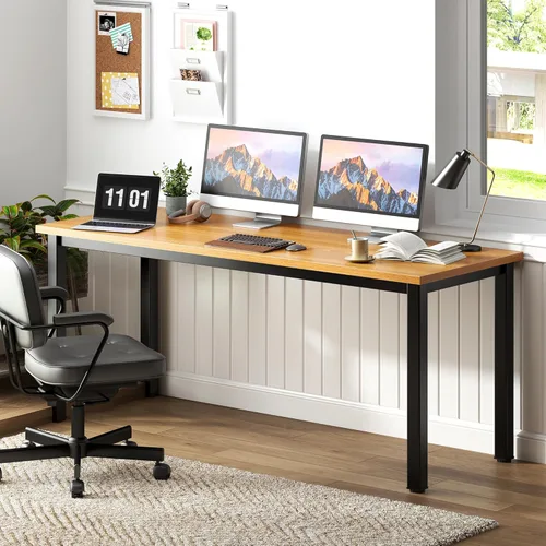 Miniatura 9 de sogesfurniture Escritorio de oficina de 71 pulgadas, escritorio para videojuegos, mesa de computadora, estación de trabajo de escritura resistente