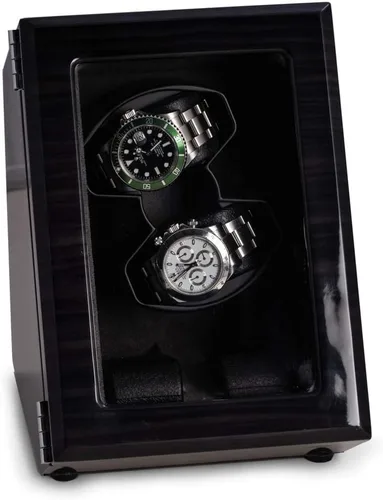 Miniatura 3 de Bey-Berk Enrollador de 2 relojes de madera de fresno y estuche de almacenamiento para 2 relojes