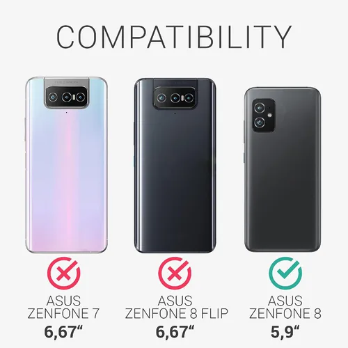 Miniatura 6 de kwmobile Funda compatible con ASUS Zenfone 8 - Funda protectora de silicona TPU suave y delgada, color negro mate