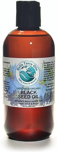 Bella Terra Oils - Aceite de semilla negra de 8 onzas - Prensado en frío de semillas negras premium, enriquecido con vitamina E, eleva tu