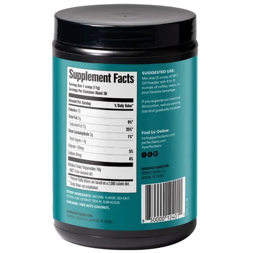 Miniatura 2 de Perfect Keto 7g de polvo de aceite MCT, suplemento de triglicéridos de cadena media, crema de café sin lácteos para dieta Keto, mezcla de aceite MCT