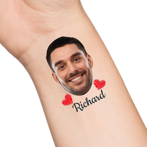 Miniatura 17 de Tatuajes temporales personalizados con texto de nombre, tatuaje temporal personalizado con logotipo fotográfico para adultos, parejas, mujeres
