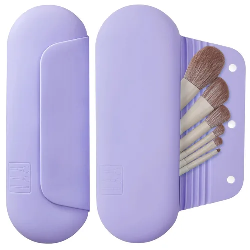 Miniatura 27 de AGIKET Soporte de silicona para brochas de maquillaje, bolsa de cosméticos de viaje: soporte suave y portátil para brochas cosméticas faciales