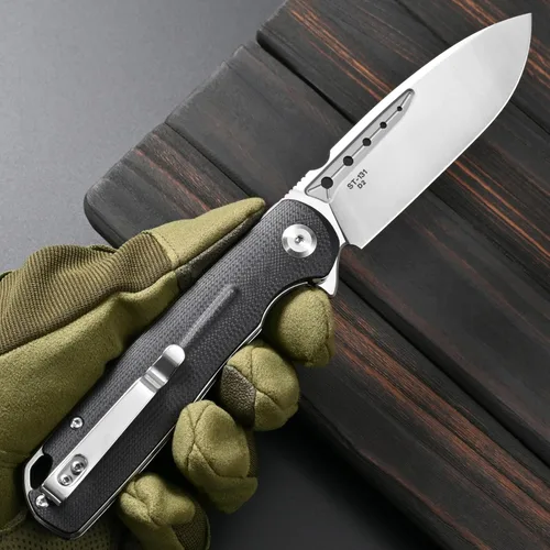 Miniatura 6 de Sitivien ST131 - Cuchillo plegable, hoja D2 G10, cuchillo de herramientas EDC con bloqueo de forro para acampar al aire libre, senderismo, pesca