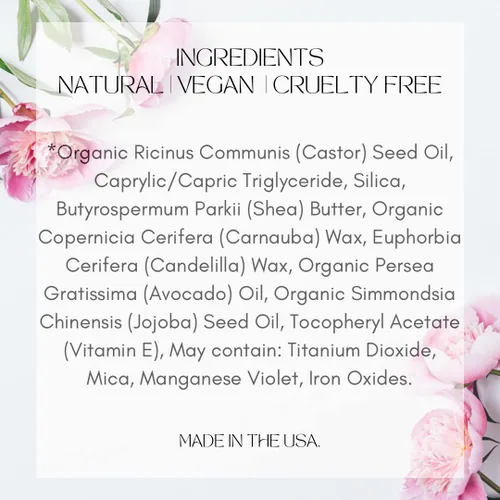 Miniatura 6 de Mom's Secret Lápiz labial natural, hecho con ingredientes orgánicos, rico en vitamina E, vegano, sin parabenos, sin gluten, sin crueldad, fabricado