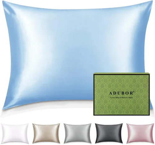Miniatura 43 de Adubor Funda de almohada 100% de seda, fundas de almohada de seda de morera, 22 fibras de grado Momme 6A, funda de almohada de seda para la salud