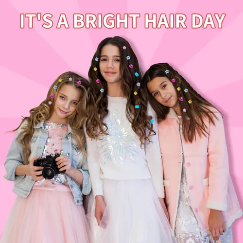 Miniatura 2 de kidzkube Kit de estampador de gemas para el cabello para niños, joyas brillantes para el cabello para niñas, herramienta de peinado con diamantes